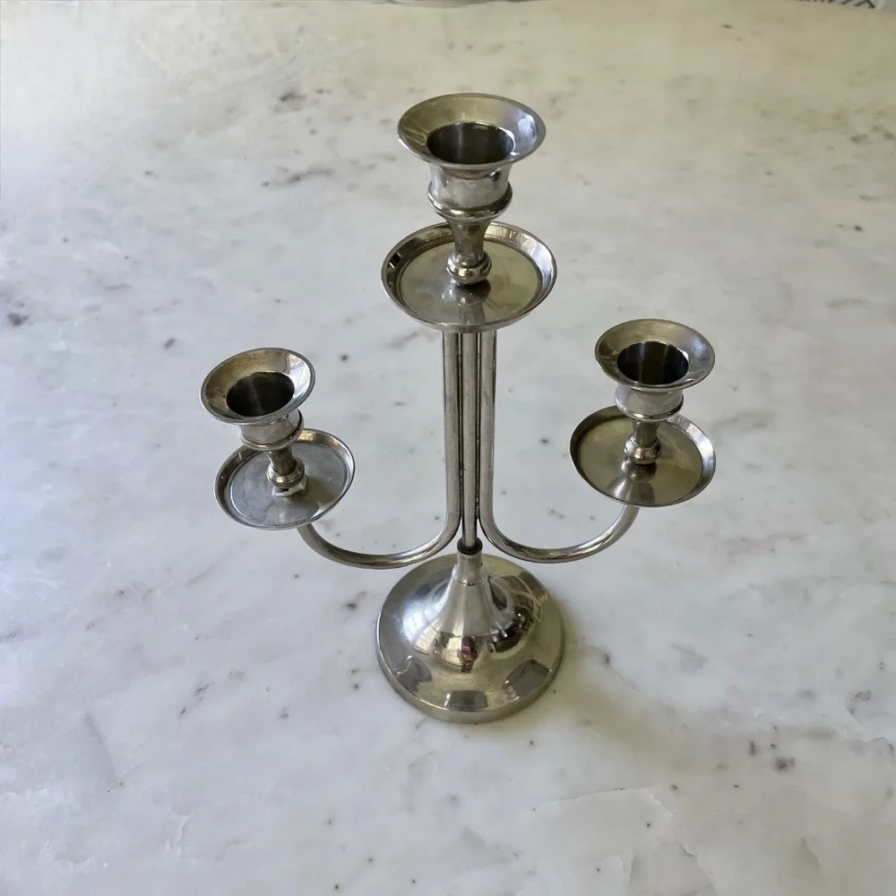 Silver Vintage Mid Century Style Candelabra, Candle Holder